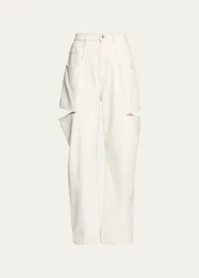 Maison Margiela Wide-Leg Denim Pants with Slash Details