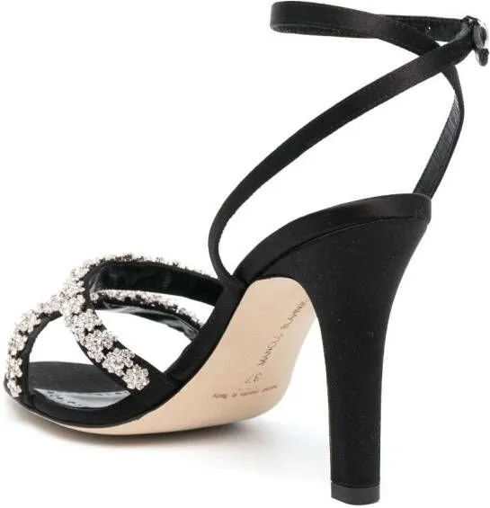 Manolo Blahnik 105mm crystal-embellished leather sandals Black