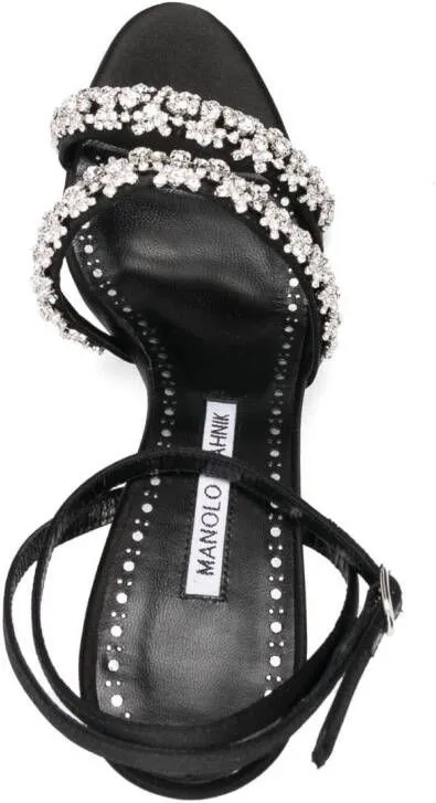 Manolo Blahnik 105mm crystal-embellished leather sandals Black