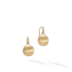 Marco Bicego Africa Boule 18K Yellow Gold and Diamond Medium French Wire Earrings