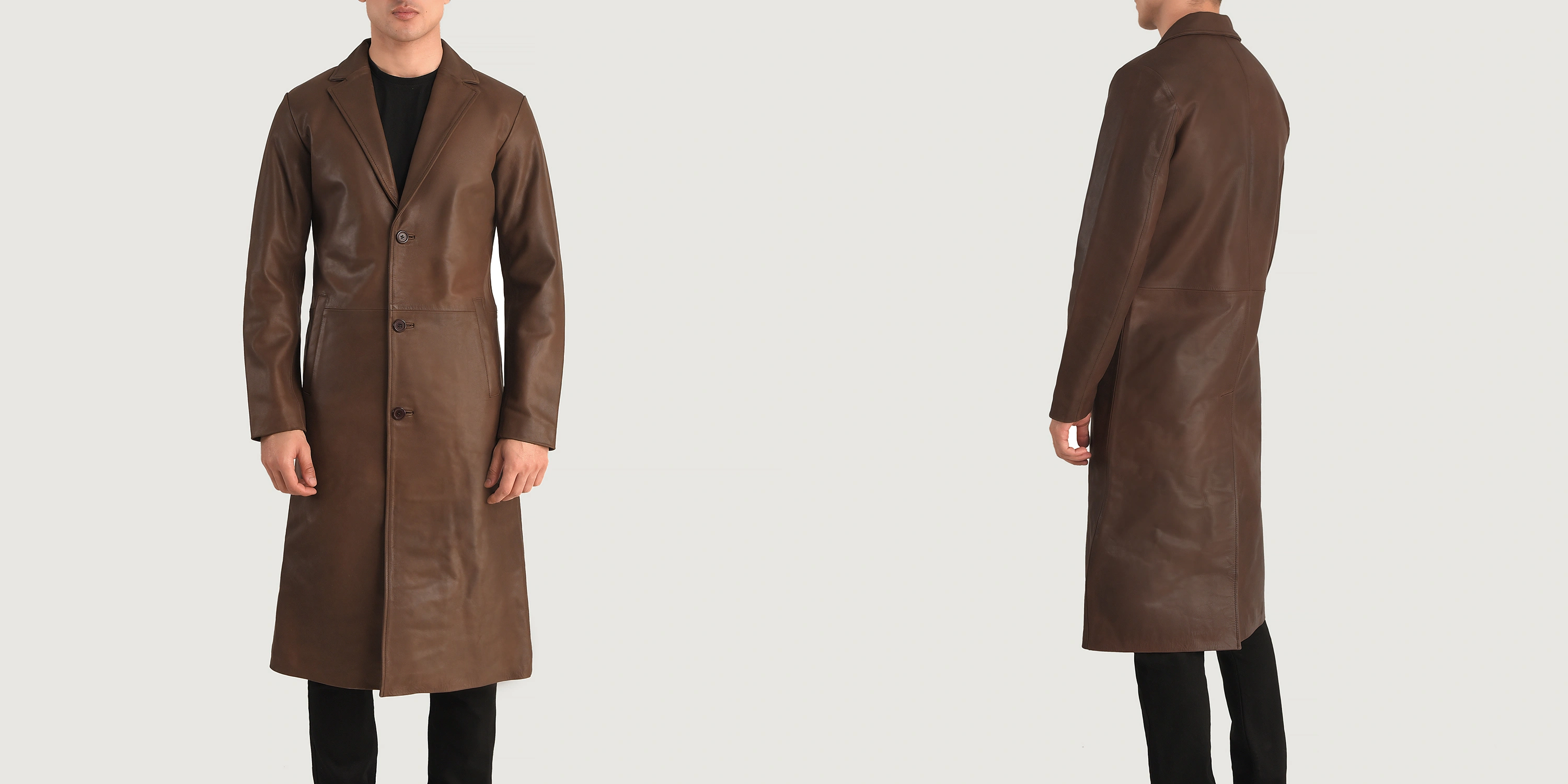 Mateo Brown Leather Single Breasted Coat