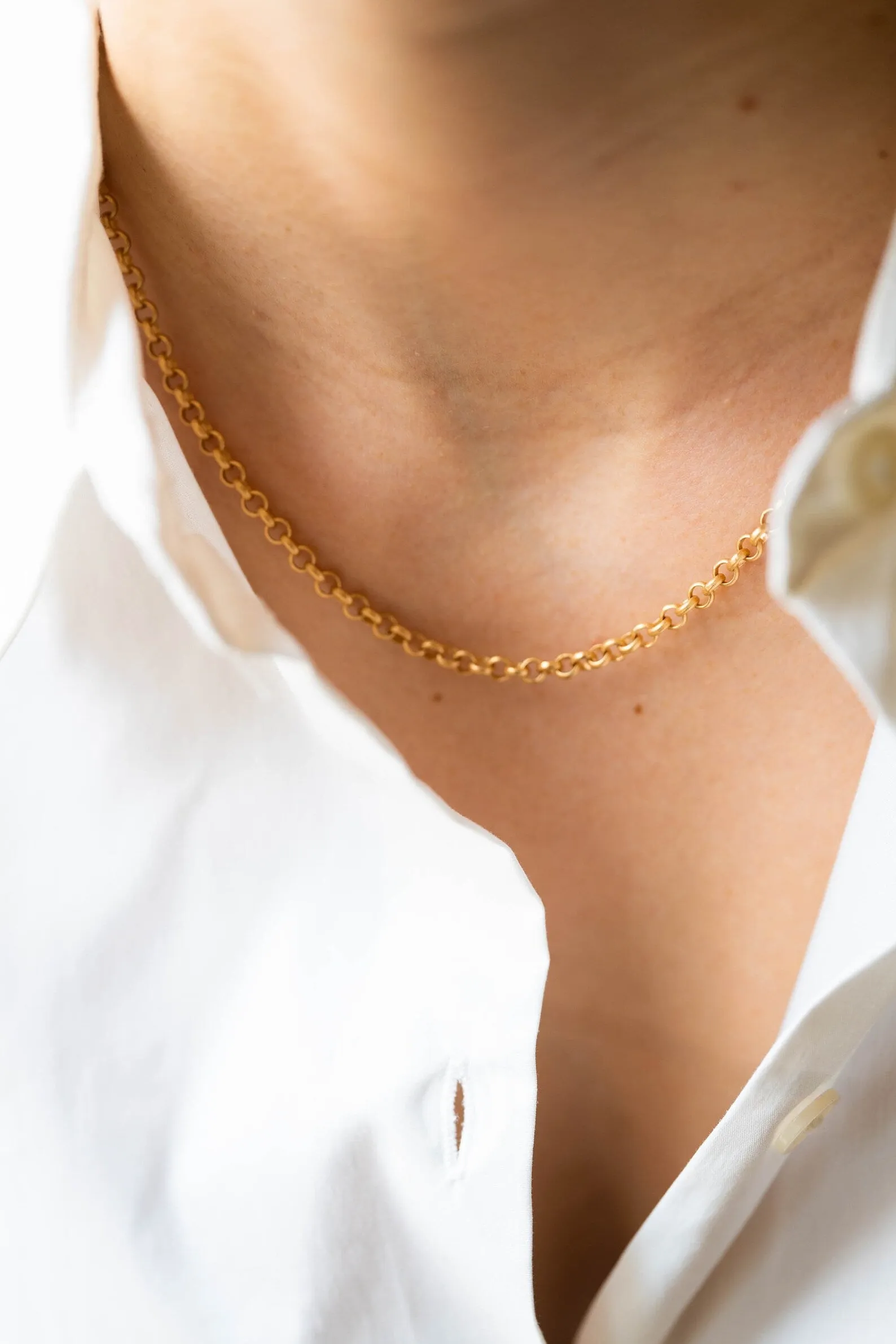 Matte gold paperclip chain necklace- WS