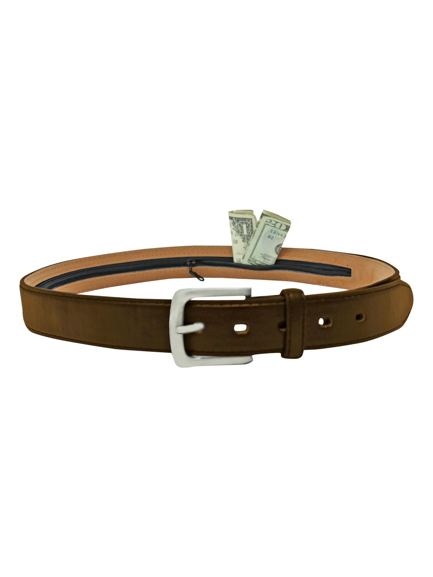 Men's Leather Zipper Money Belt