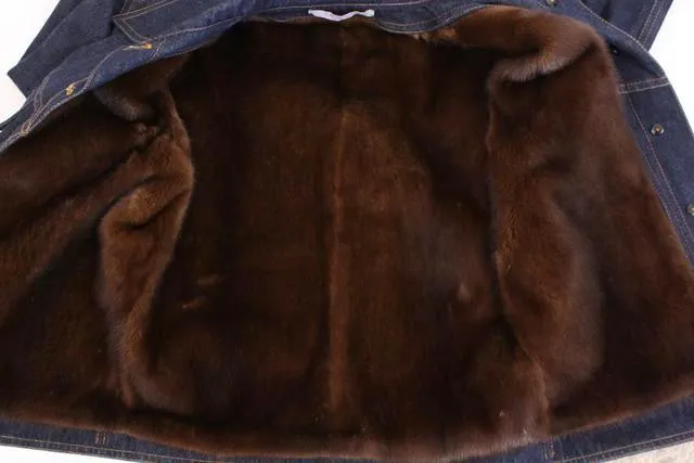 Mink Fur Lined Denim Jacket