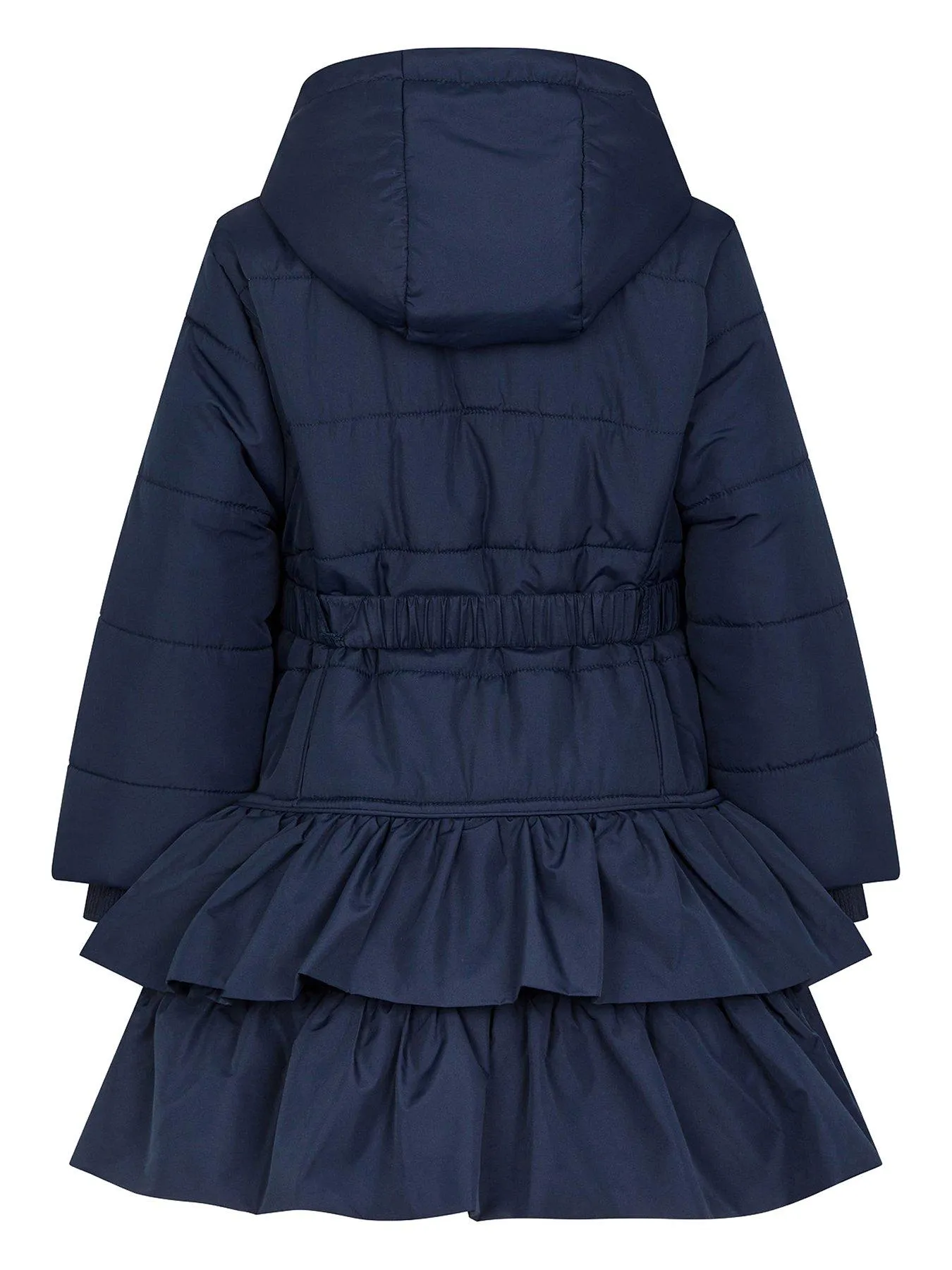 Monsoon Girls Belted Ruffle Coat - Navy