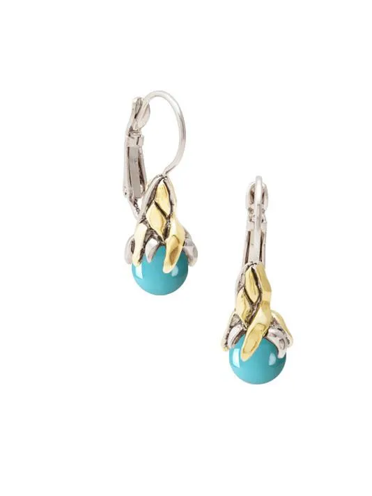 Ocean Images Aqua Viva Seaside Collection Sea-life French Wire Earrings inTurquoise by John Medeiros