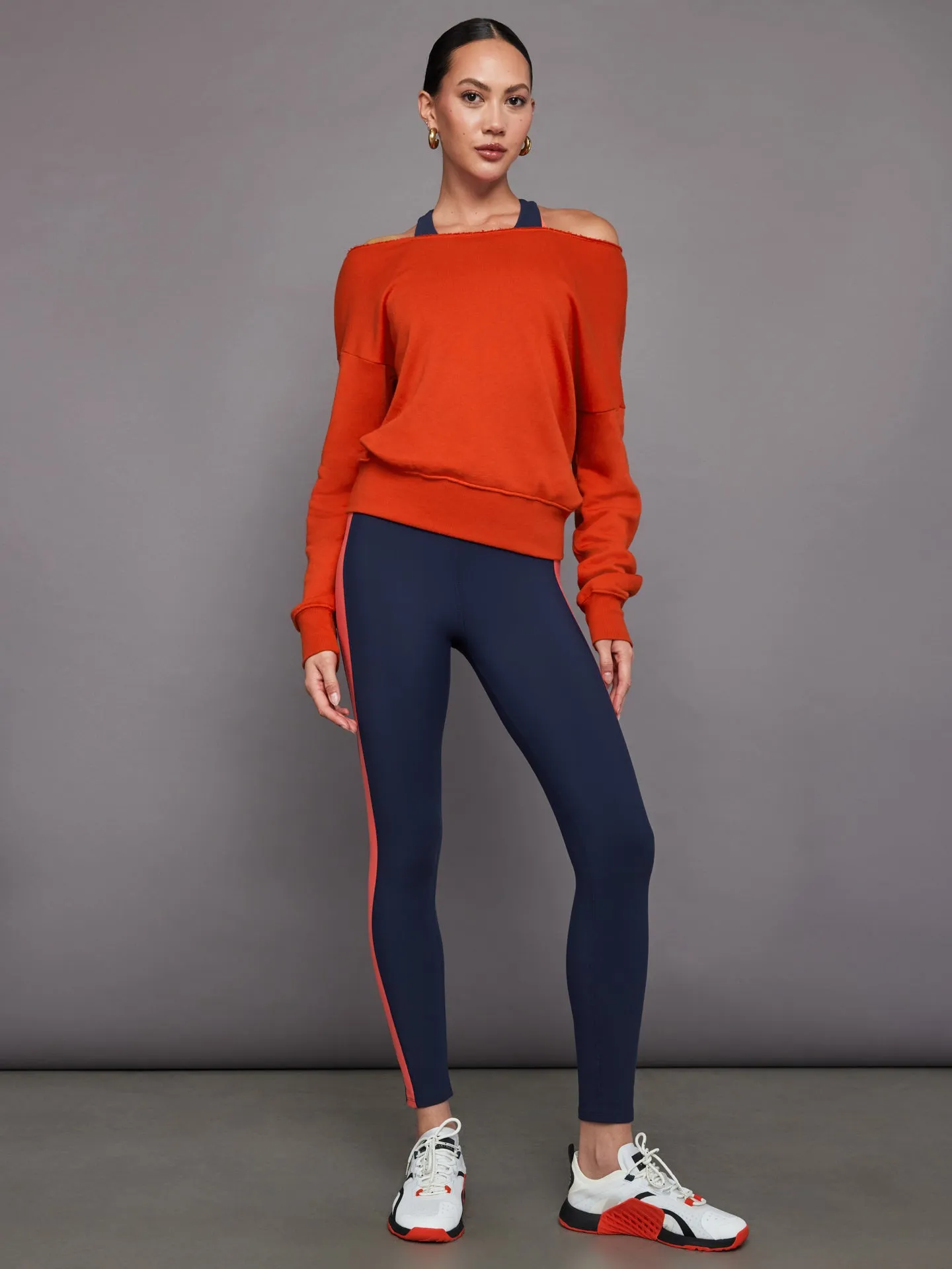 Off Shoulder Sweatshirt in French Terry - Orange