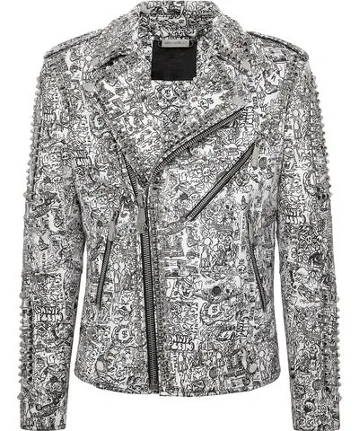 Philipp Plein Leather Biker Jacket