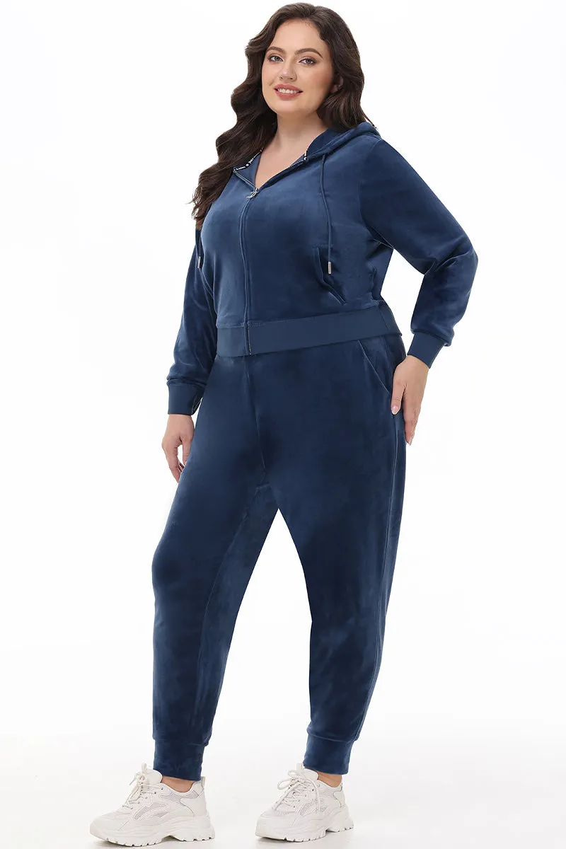 Plus-Size Big Bling Velour Jogger