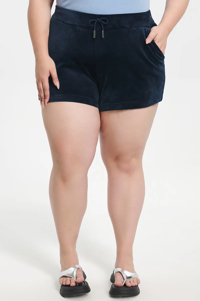 Plus-Size Big Bling Velour Shorts