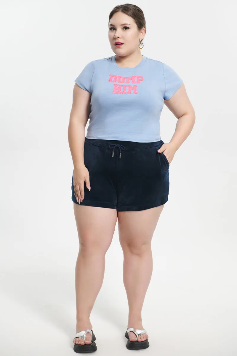 Plus-Size Big Bling Velour Shorts