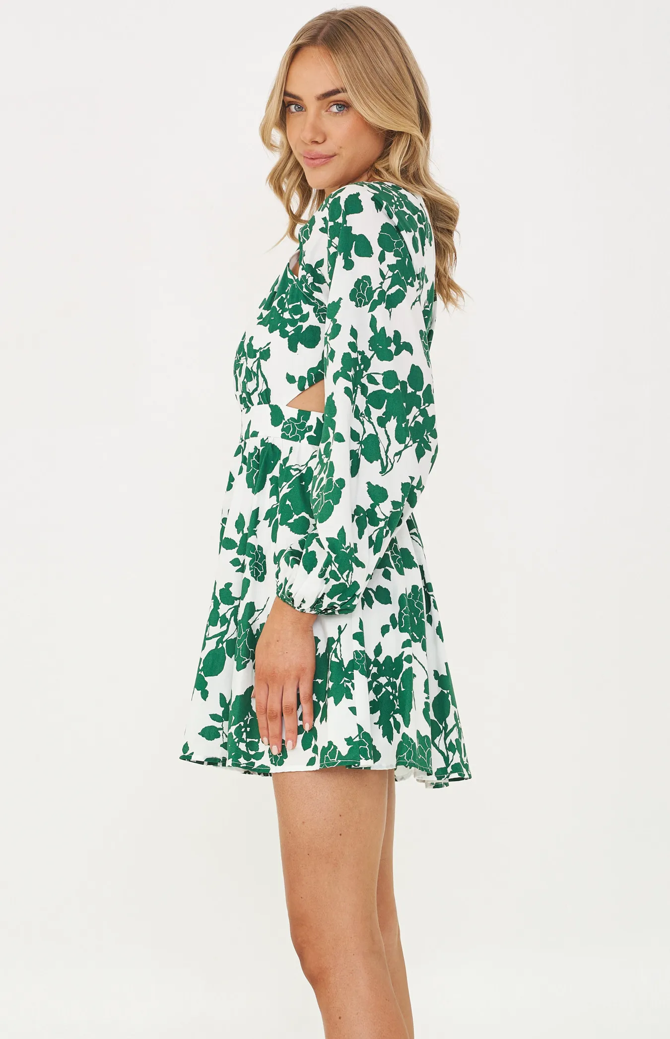 Printed Mini Dress with Waist Cut Out Details (SDR1237A)