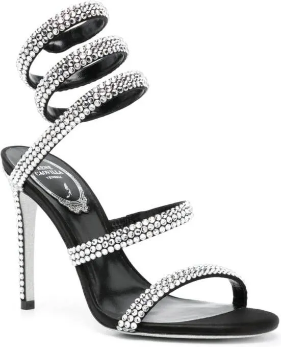 René Caovilla Cleo 105mm rhinestone-embellished sandals Black