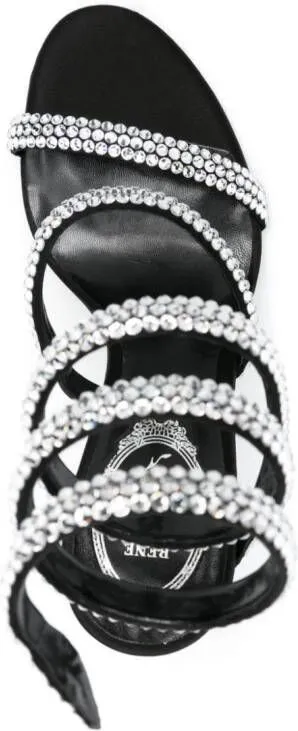 René Caovilla Cleo 105mm rhinestone-embellished sandals Black