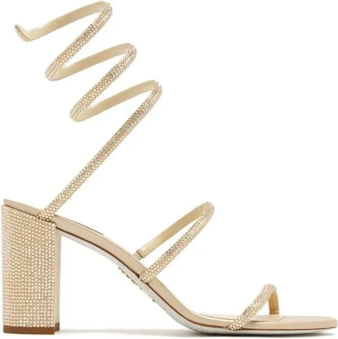 René Caovilla Cleo 80mm crystal-embellished sandals Neutrals