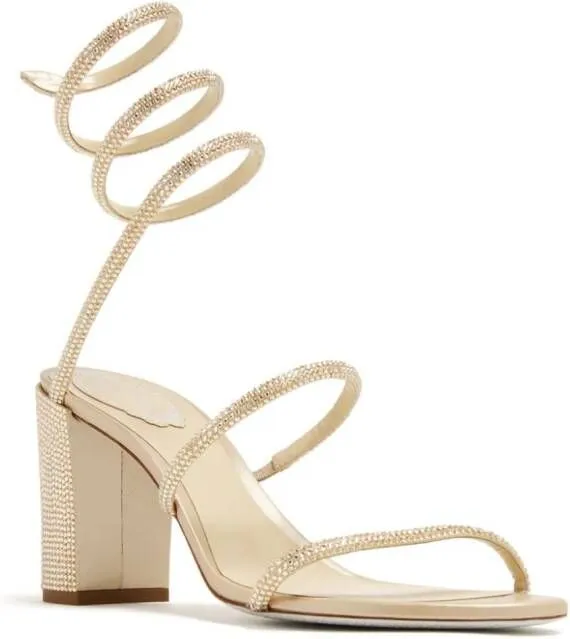 René Caovilla Cleo 80mm crystal-embellished sandals Neutrals