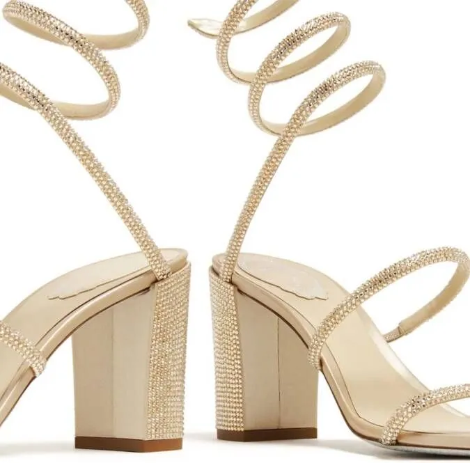 René Caovilla Cleo 80mm crystal-embellished sandals Neutrals