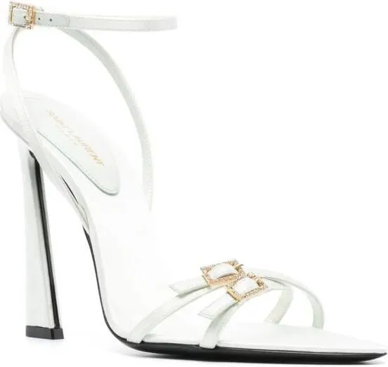 Saint Laurent New Nuit 110mm leather sandals Green