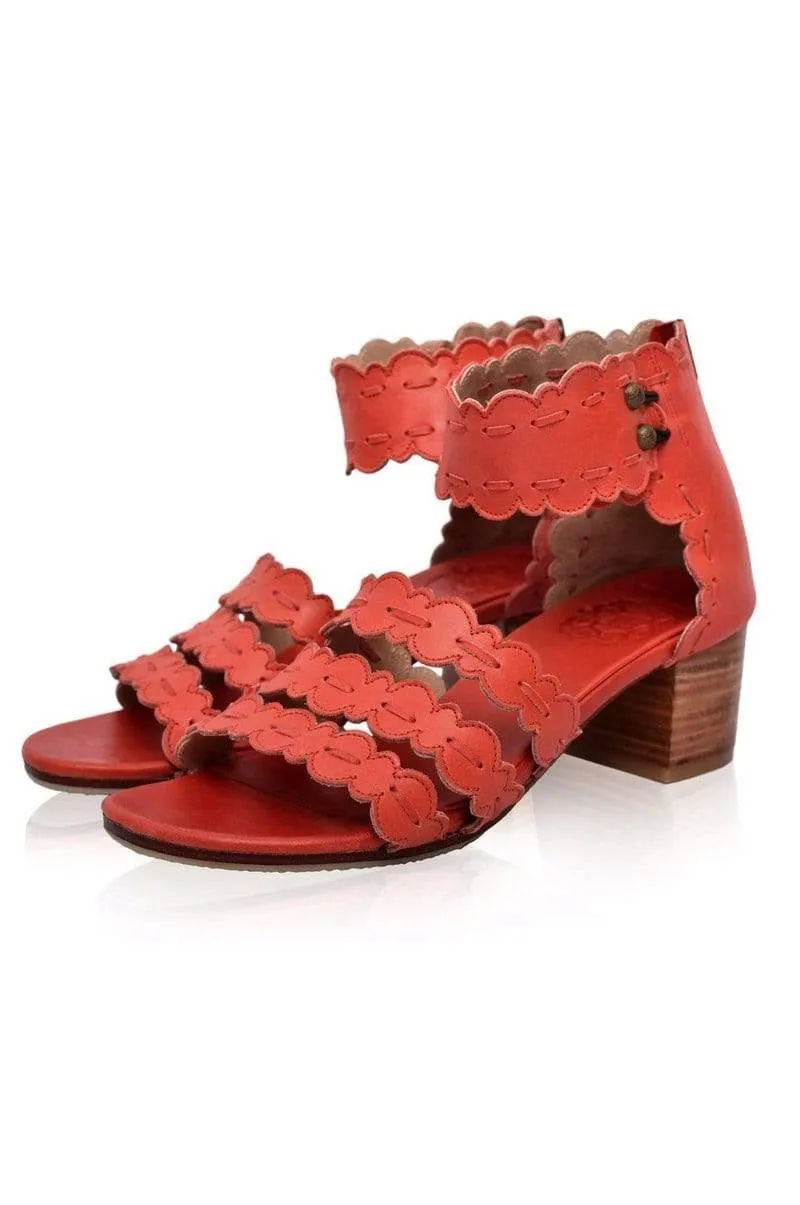 Seaside Leather Sandals in Vintage Red