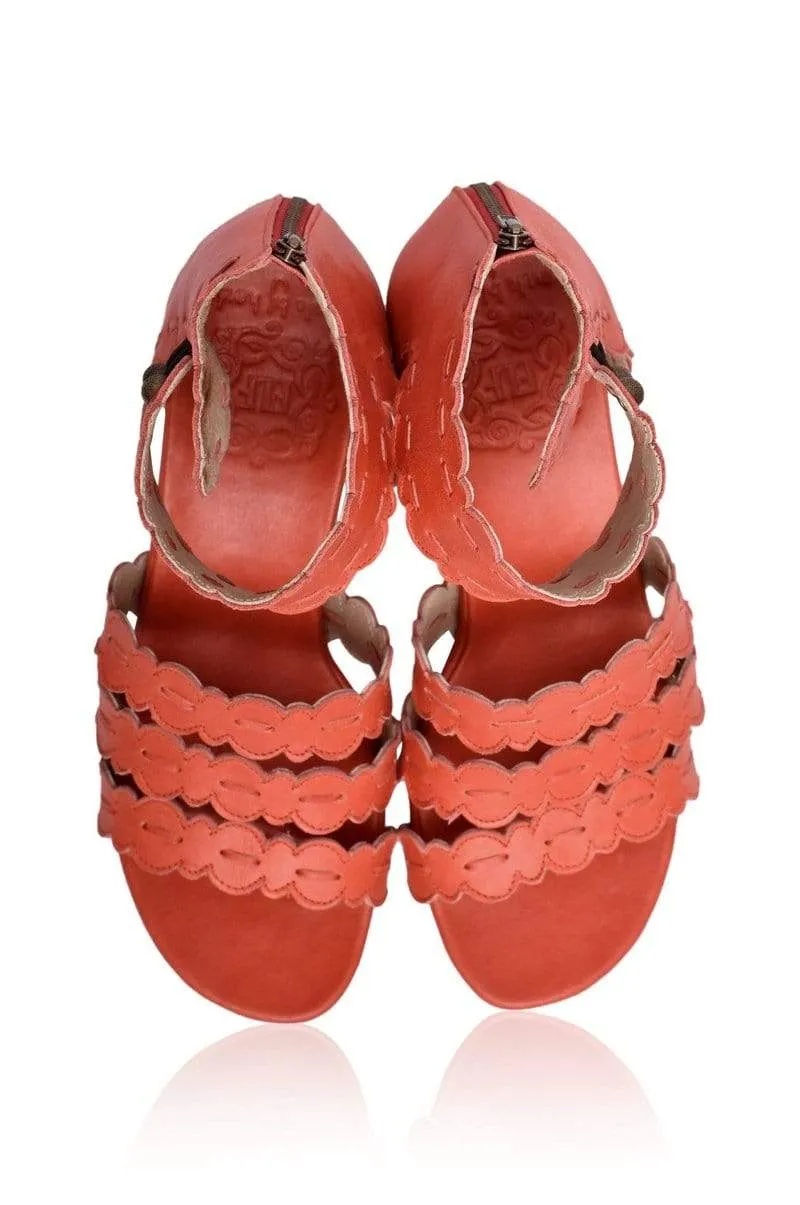 Seaside Leather Sandals in Vintage Red