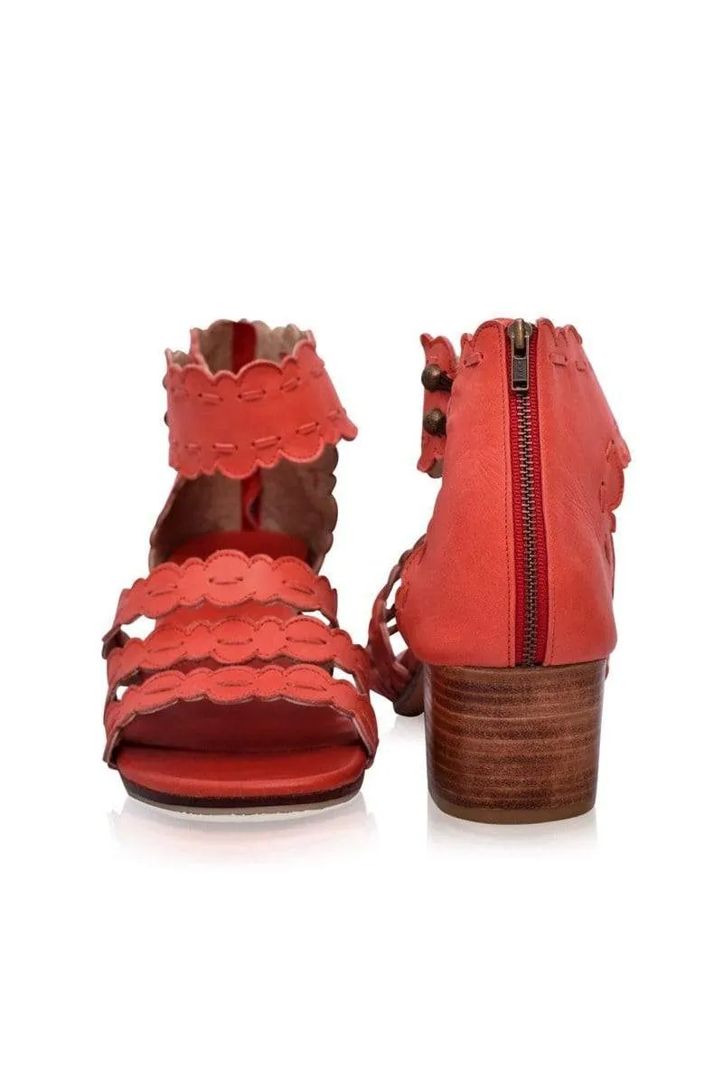 Seaside Leather Sandals in Vintage Red