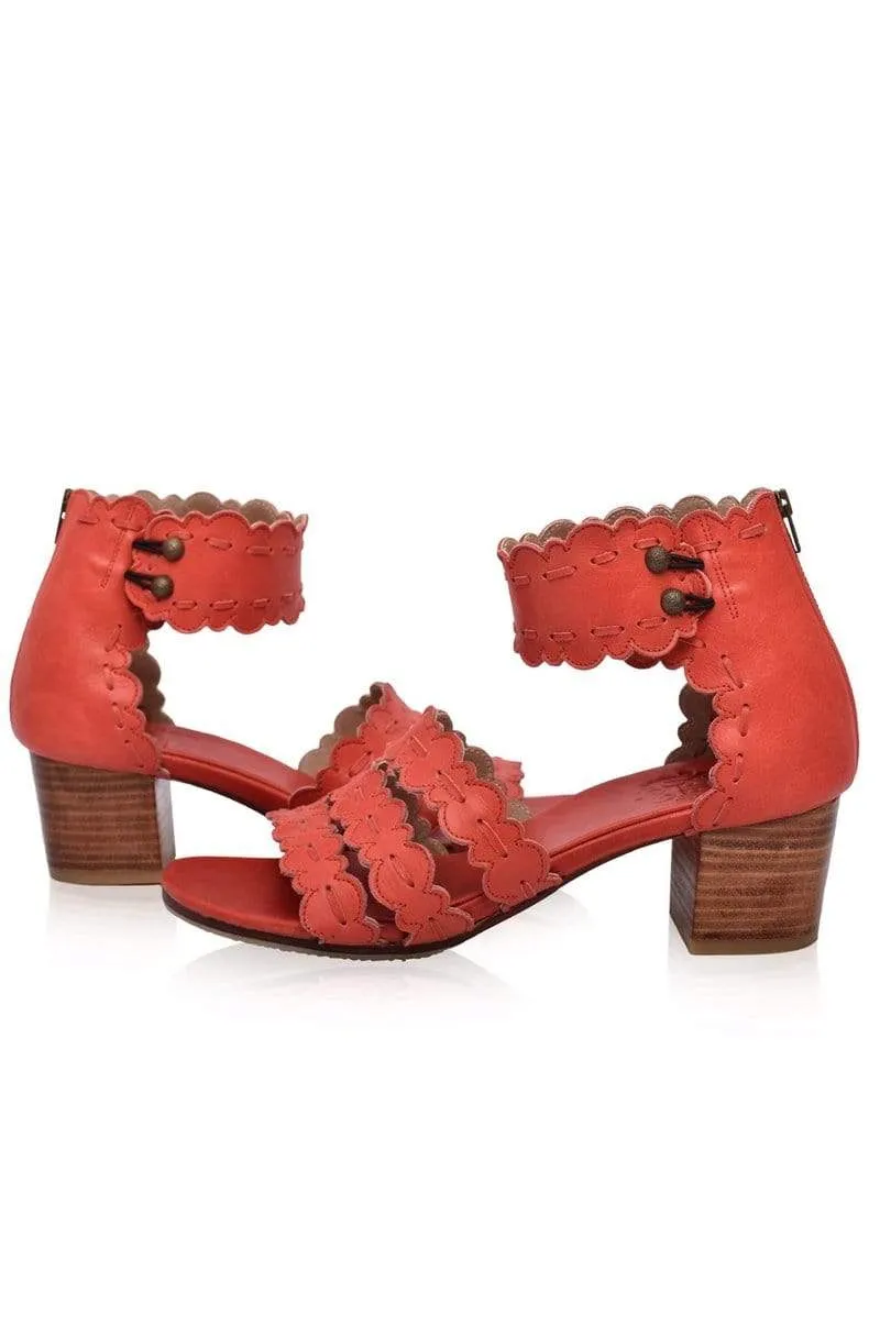 Seaside Leather Sandals in Vintage Red