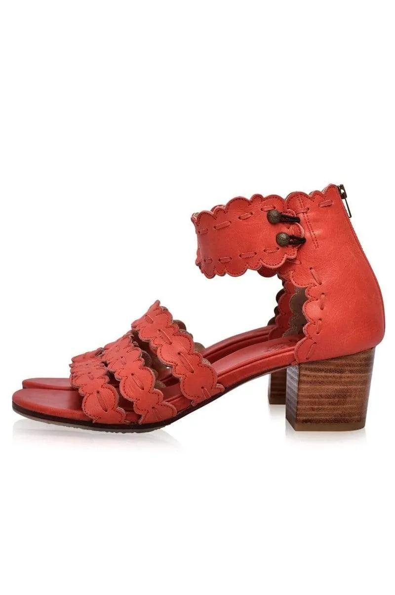 Seaside Leather Sandals in Vintage Red