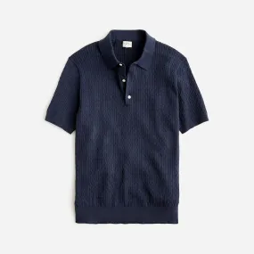 Short-sleeve cotton cable-knit sweater-polo