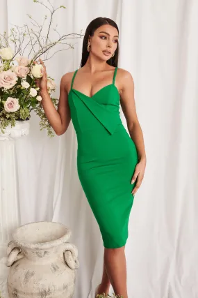 SOPHIE Origami Folded Ponte Midi Dress In Spring Green