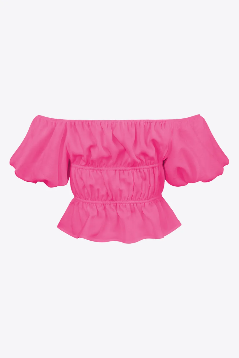 Square Neck Balloon Sleeve Cropped Blouse