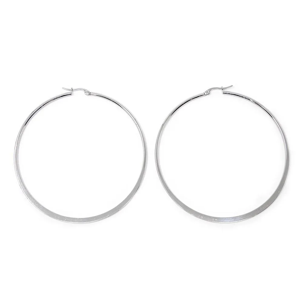 Stainless Steel 70MM Flat Hoop Earrings