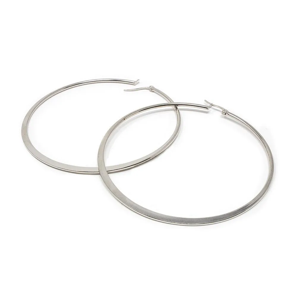 Stainless Steel 70MM Flat Hoop Earrings