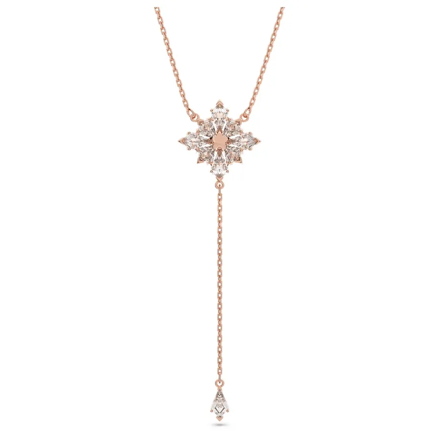 Stella Y necklace Kite cut, Star, White, Rose gold-tone plated 