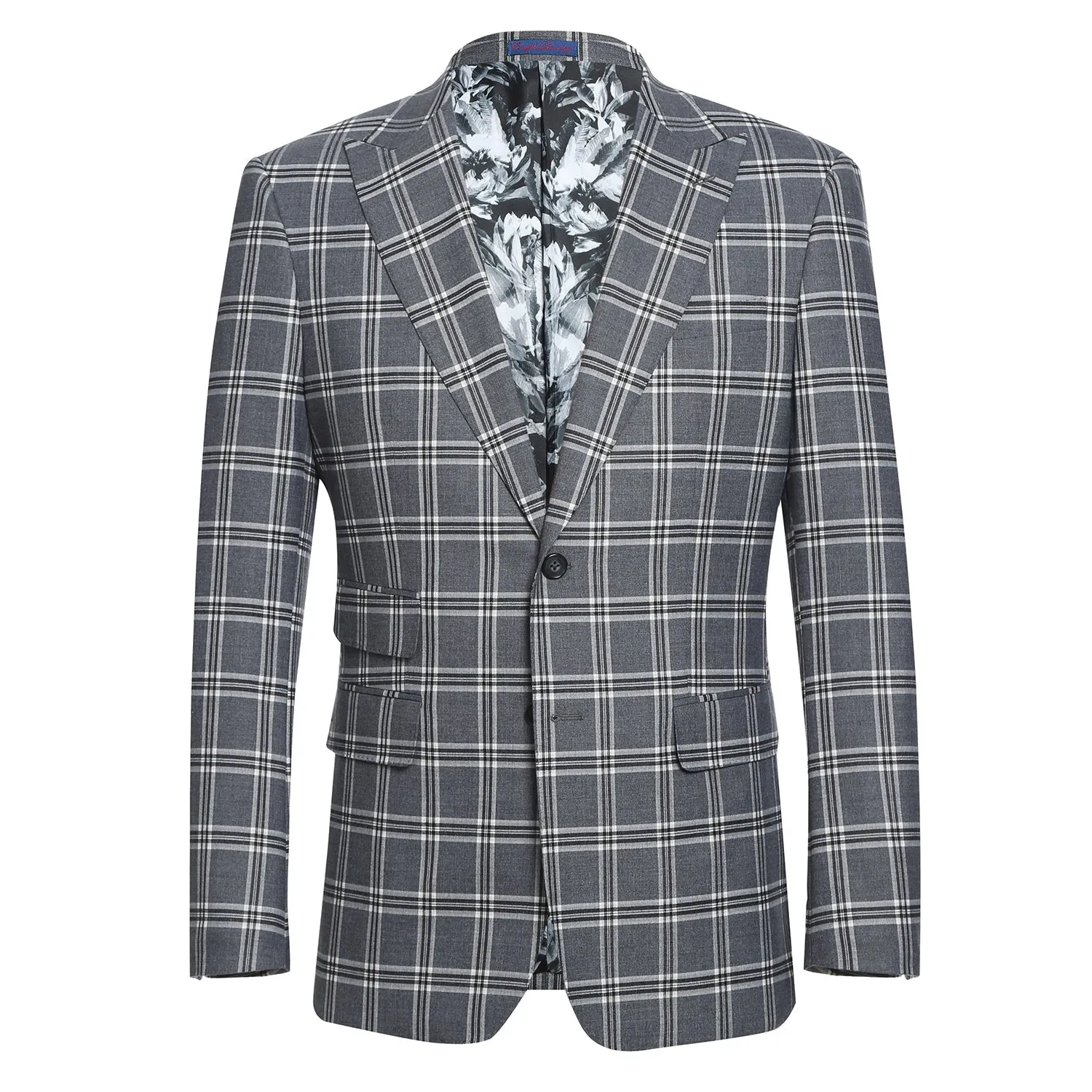 Stretch Performance Double Breasted SLIM FIT Suit in Grey Plaid (Short, Regular, and Long Available) by English Laundry