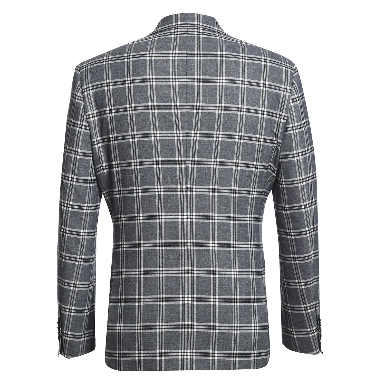 Stretch Performance Double Breasted SLIM FIT Suit in Grey Plaid (Short, Regular, and Long Available) by English Laundry