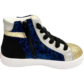 StyleChild Abby Sneaker, Blue Leopard & Gold