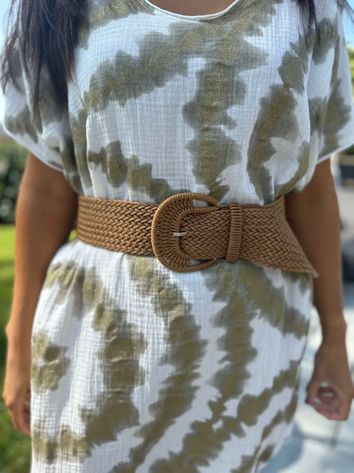 Tan Natural Weave Belt