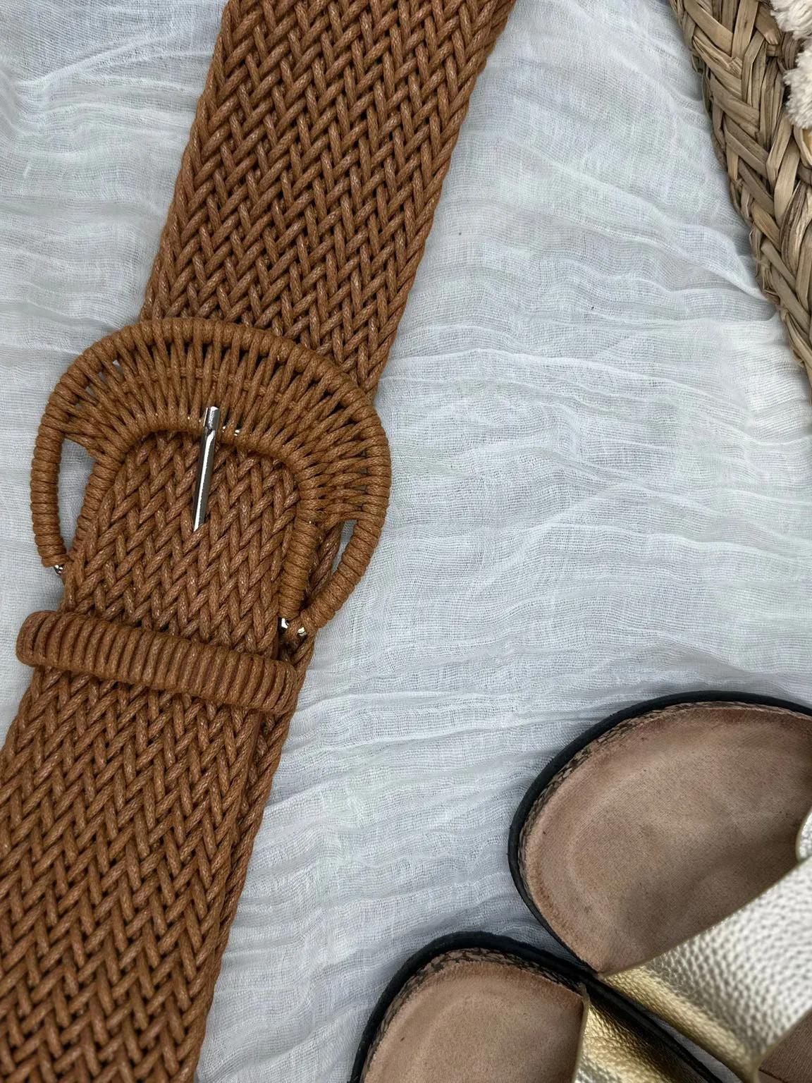 Tan Natural Weave Belt