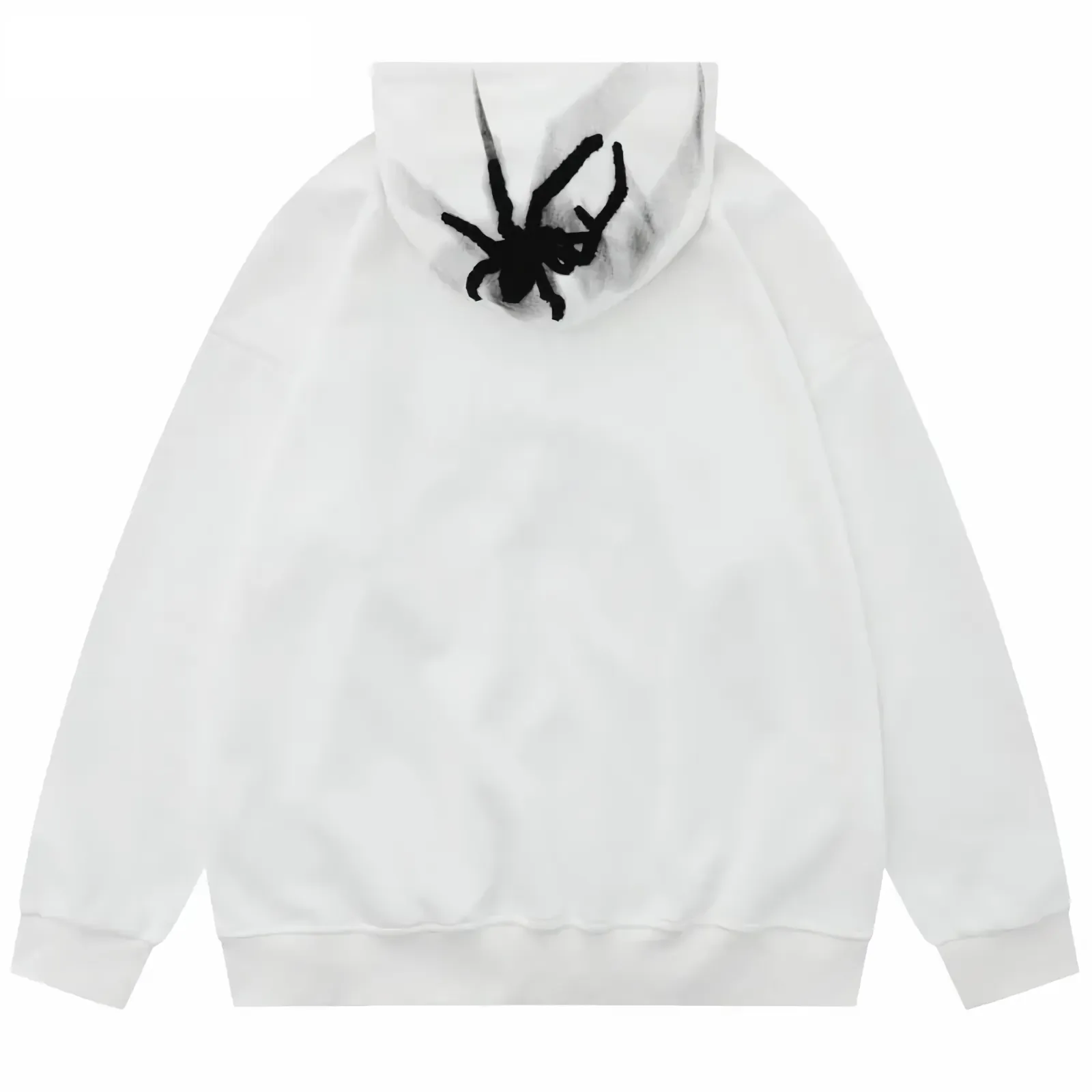 Textured Spider Embroidery Side Slit Hoodie