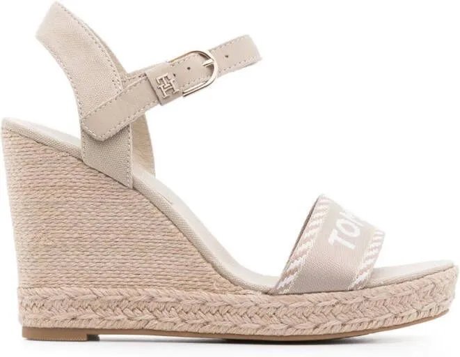 Tommy Hilfiger jacquard-logo 105mm wedge sandals Green