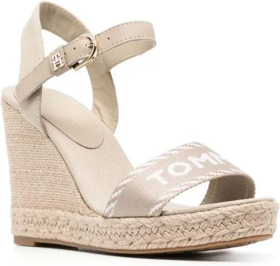 Tommy Hilfiger jacquard-logo 105mm wedge sandals Green