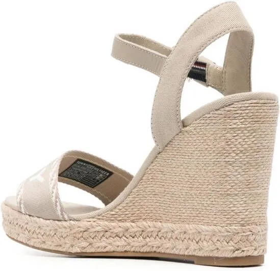 Tommy Hilfiger jacquard-logo 105mm wedge sandals Green