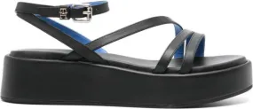 Tommy Hilfiger strappy leather platform sandals Black