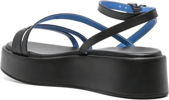 Tommy Hilfiger strappy leather platform sandals Black