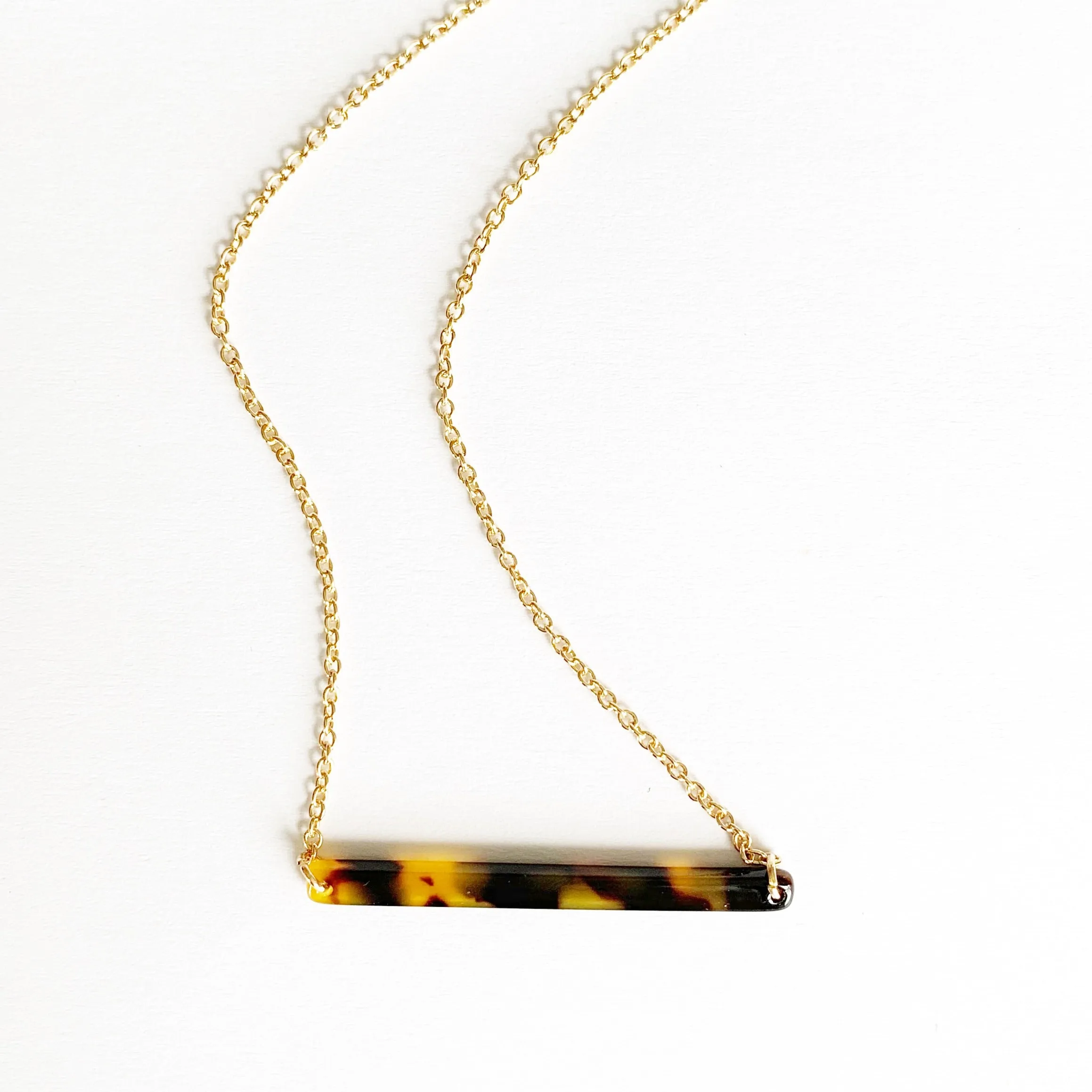 Tortoise Shell Acetate Bar Necklace