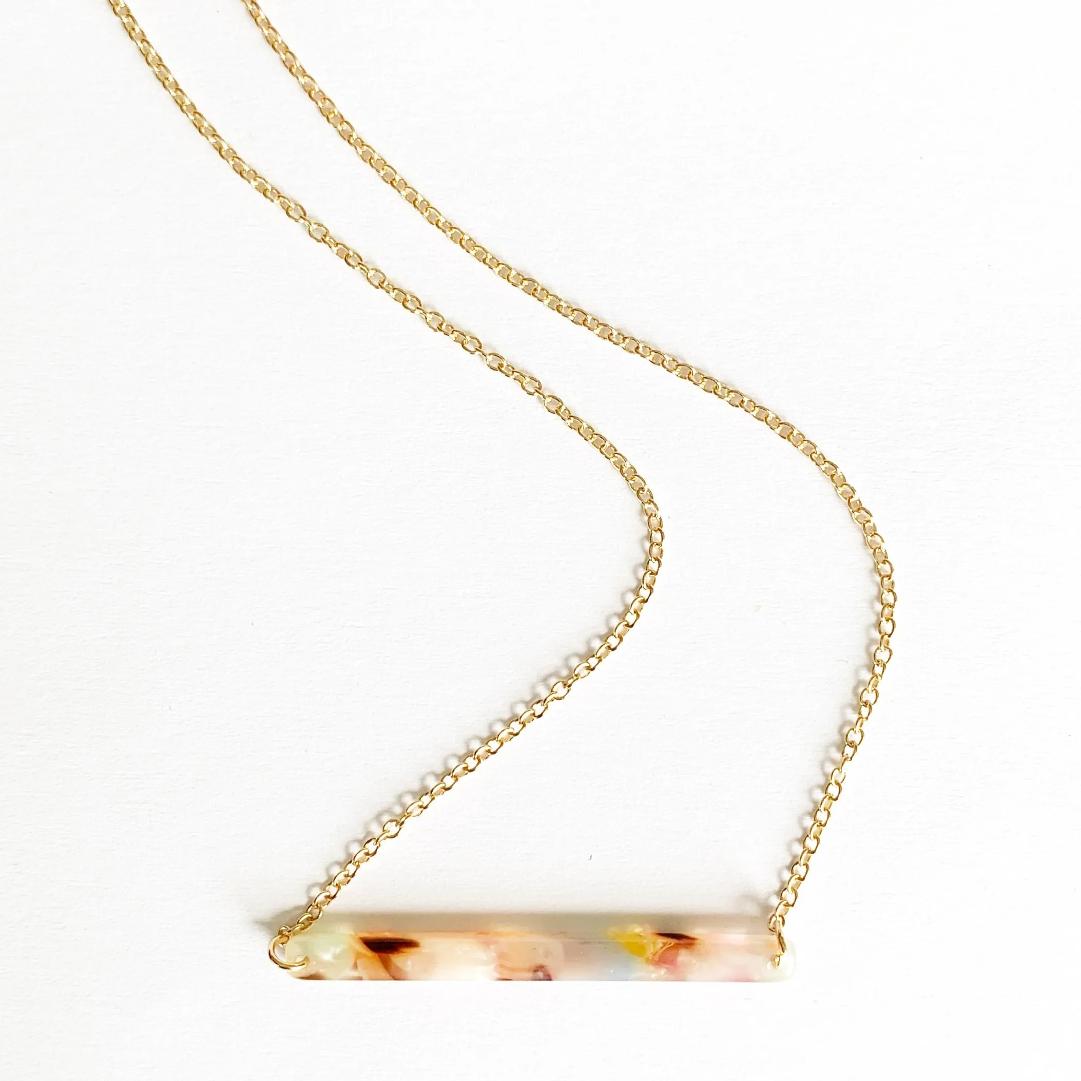 Tortoise Shell Acetate Bar Necklace