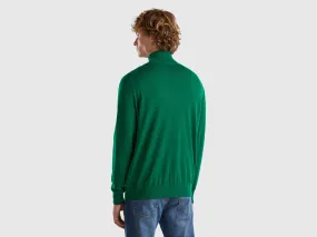 Turtleneck in pure Merino wool - Green | Benetton