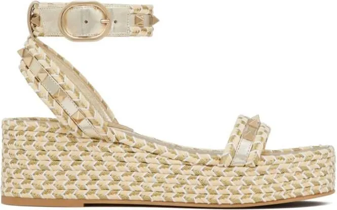 Valentino Garavani Rockstud 45mm woven sandals Neutrals