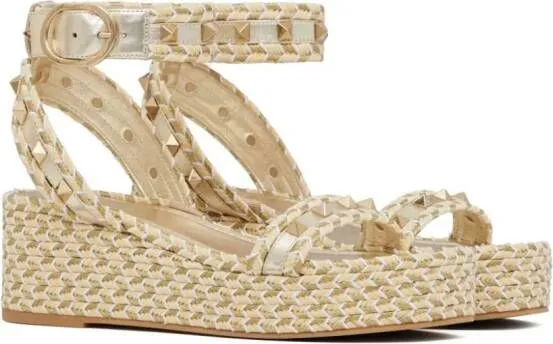 Valentino Garavani Rockstud 45mm woven sandals Neutrals