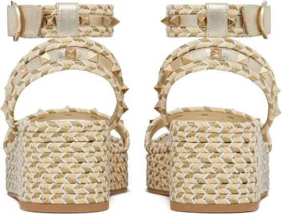 Valentino Garavani Rockstud 45mm woven sandals Neutrals